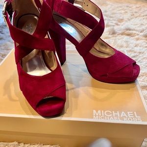 Michael Kors Magenta Suede Platform Heels